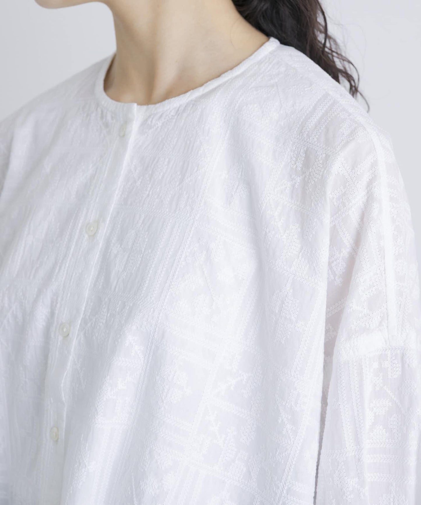 棉質刺繡闊腿襯衫