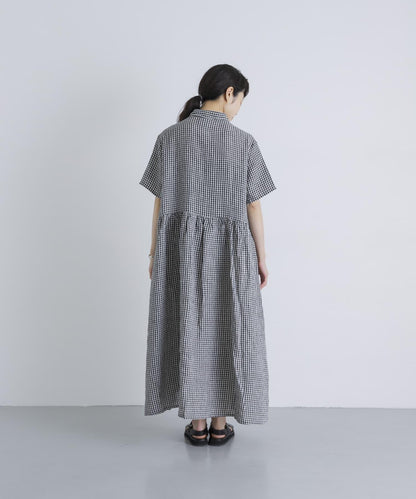 SOIL GINGHAM CHECK SHORT-SLEEVE DRESS