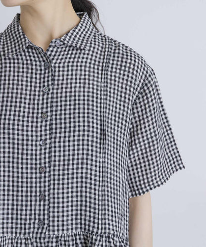 SOIL GINGHAM CHECK SHORT-SLEEVE DRESS