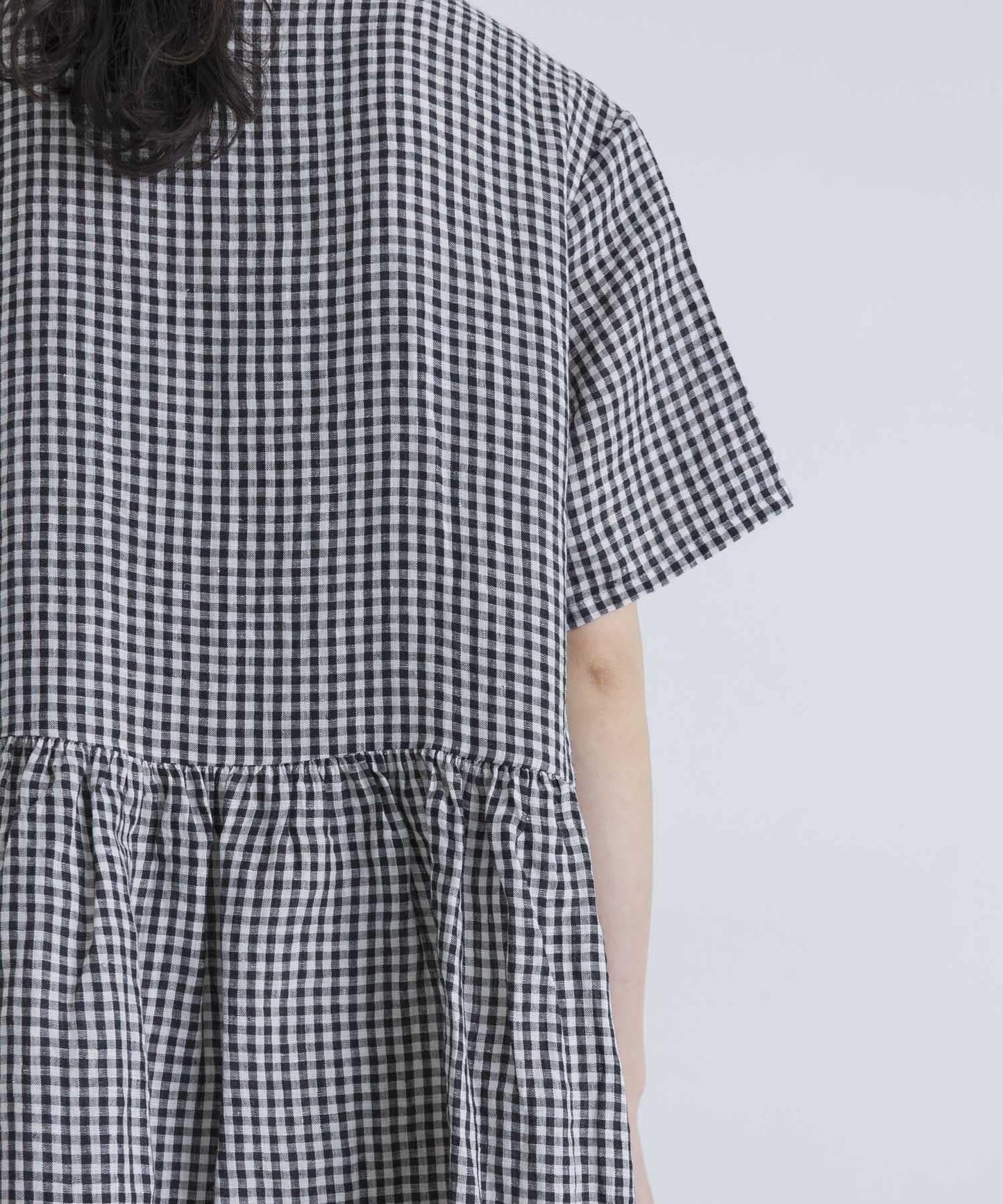 SOIL GINGHAM CHECK SHORT-SLEEVE DRESS