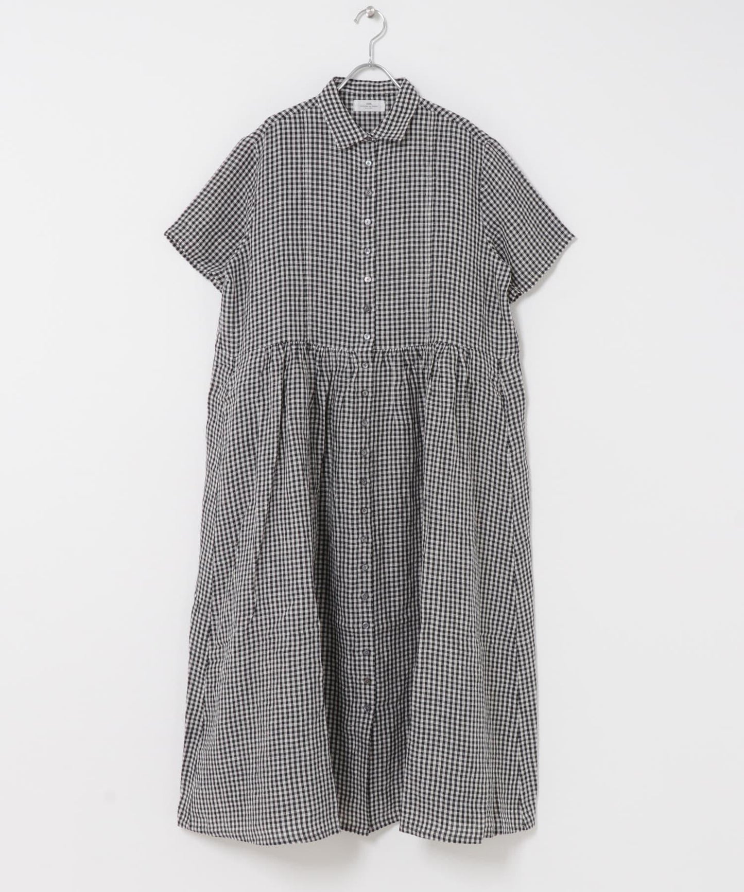 SOIL GINGHAM CHECK SHORT-SLEEVE DRESS