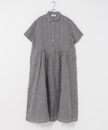 SOIL GINGHAM CHECK SHORT-SLEEVE DRESS