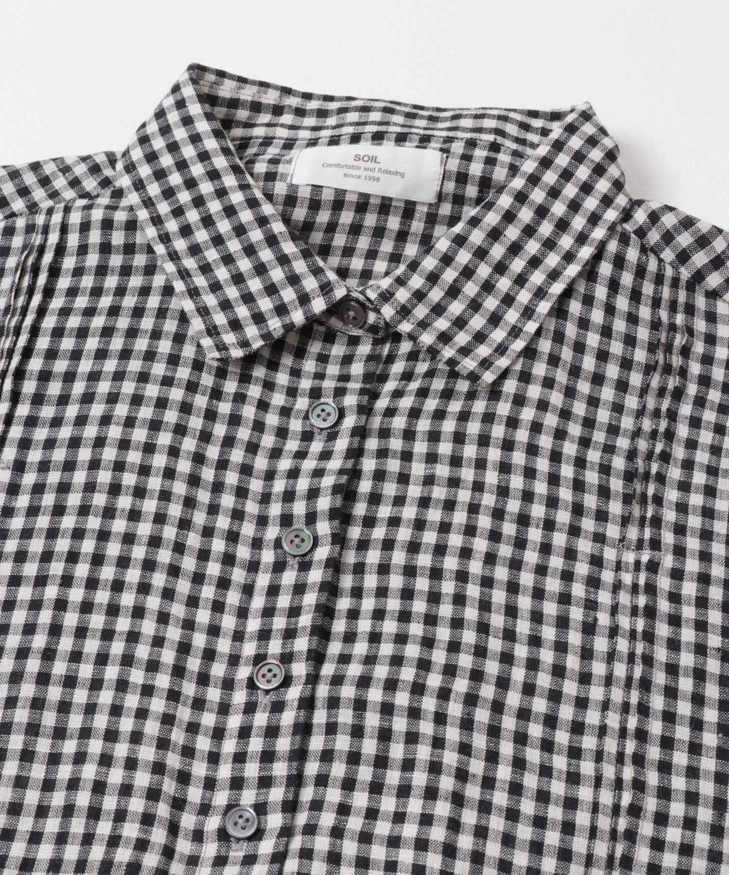 SOIL GINGHAM CHECK SHORT-SLEEVE DRESS