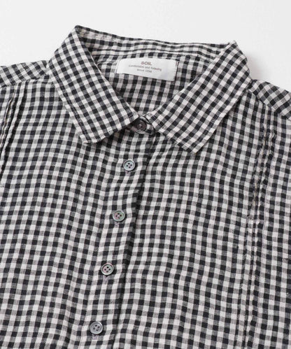 SOIL GINGHAM CHECK SHORT-SLEEVE DRESS