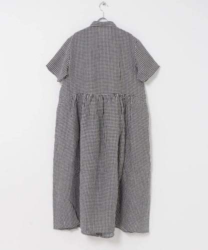 SOIL GINGHAM CHECK SHORT-SLEEVE DRESS