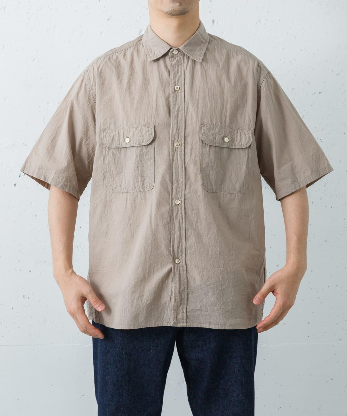 blurhmsROOTSTOCK H.T.CHAMBRAY WORK SHORT-SLEEVE