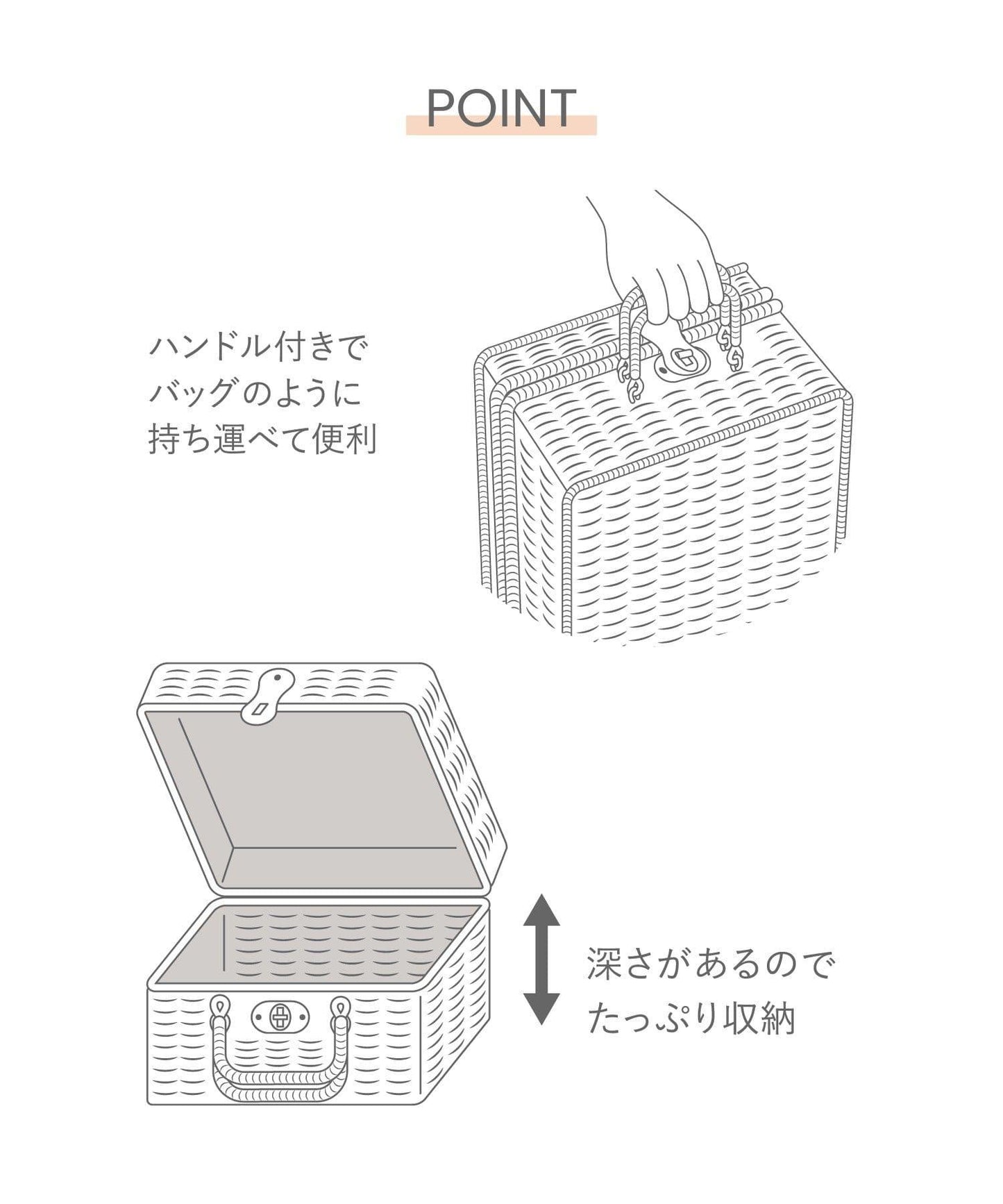 INandOUT PP藤編手提野餐籃