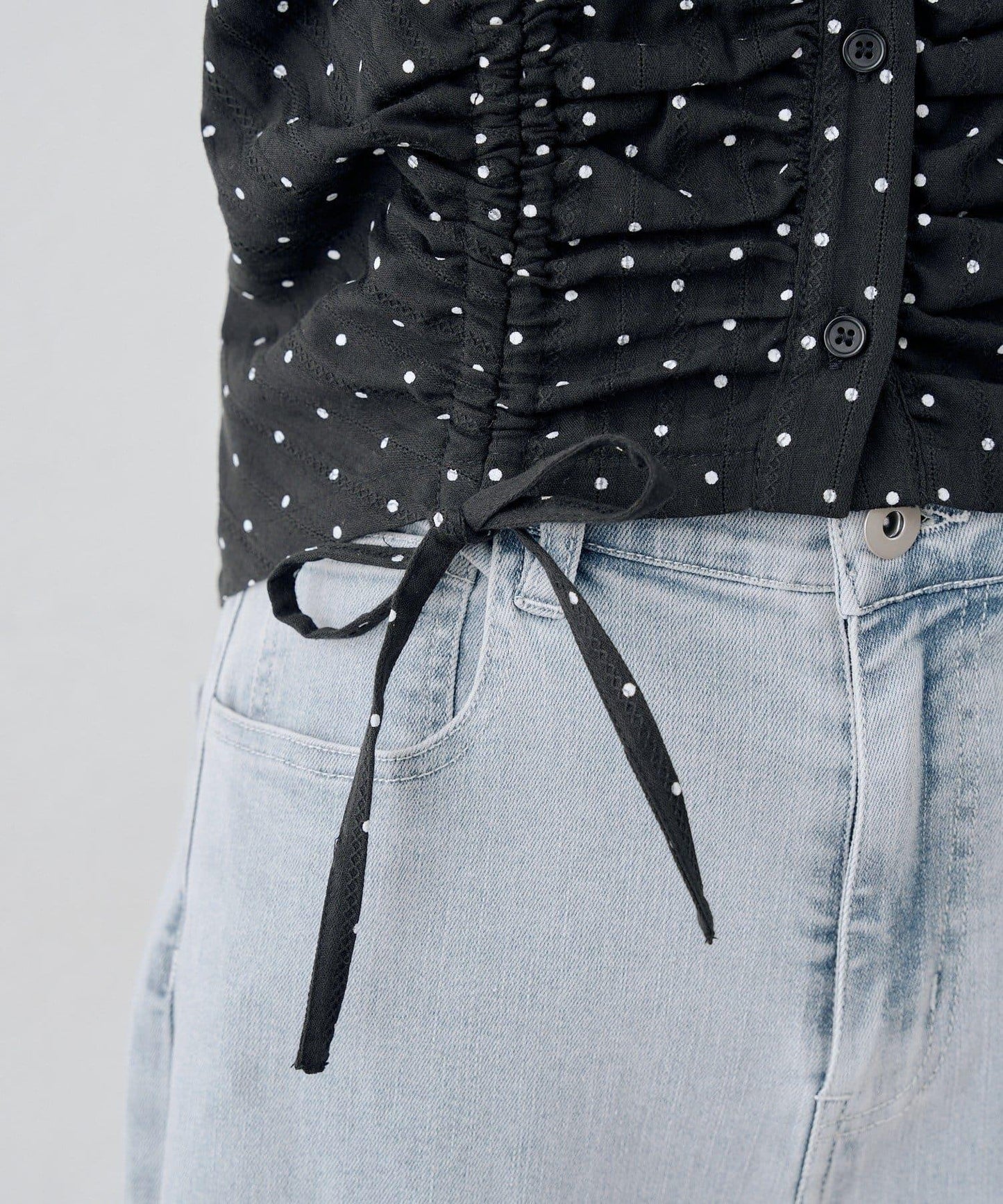 continuer 雙抽繩褶皺襯衫