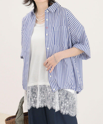 汗漬減輕加工COTTON短袖襯衫夾克