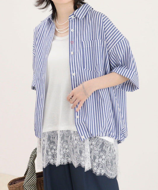 汗漬減輕加工COTTON短袖襯衫夾克