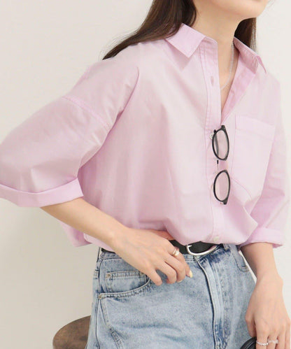 汗漬減輕加工COTTON短袖襯衫夾克