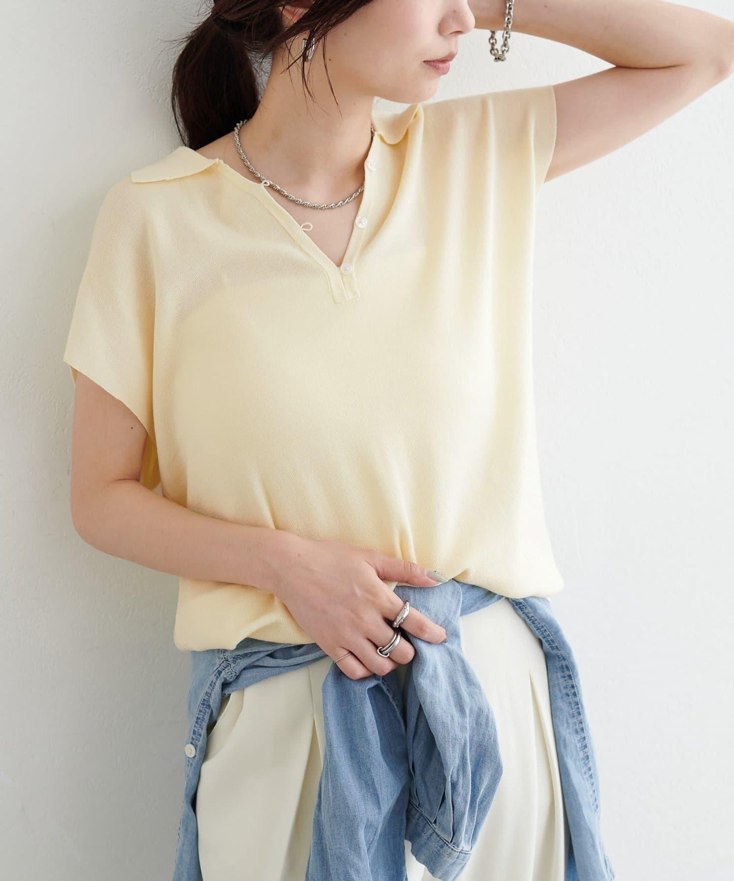 紐扣開襟套頭衫