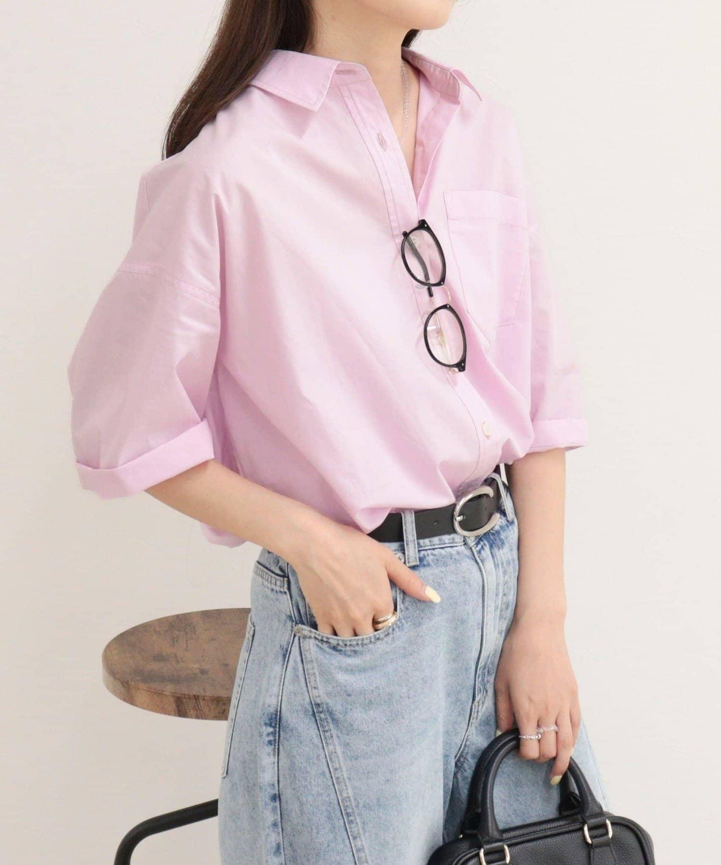 汗漬減輕加工COTTON短袖襯衫夾克