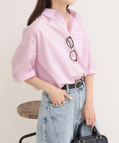 汗漬減輕加工COTTON短袖襯衫夾克