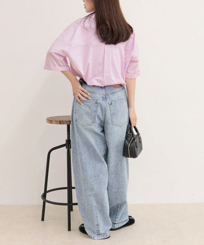 汗漬減輕加工COTTON短袖襯衫夾克