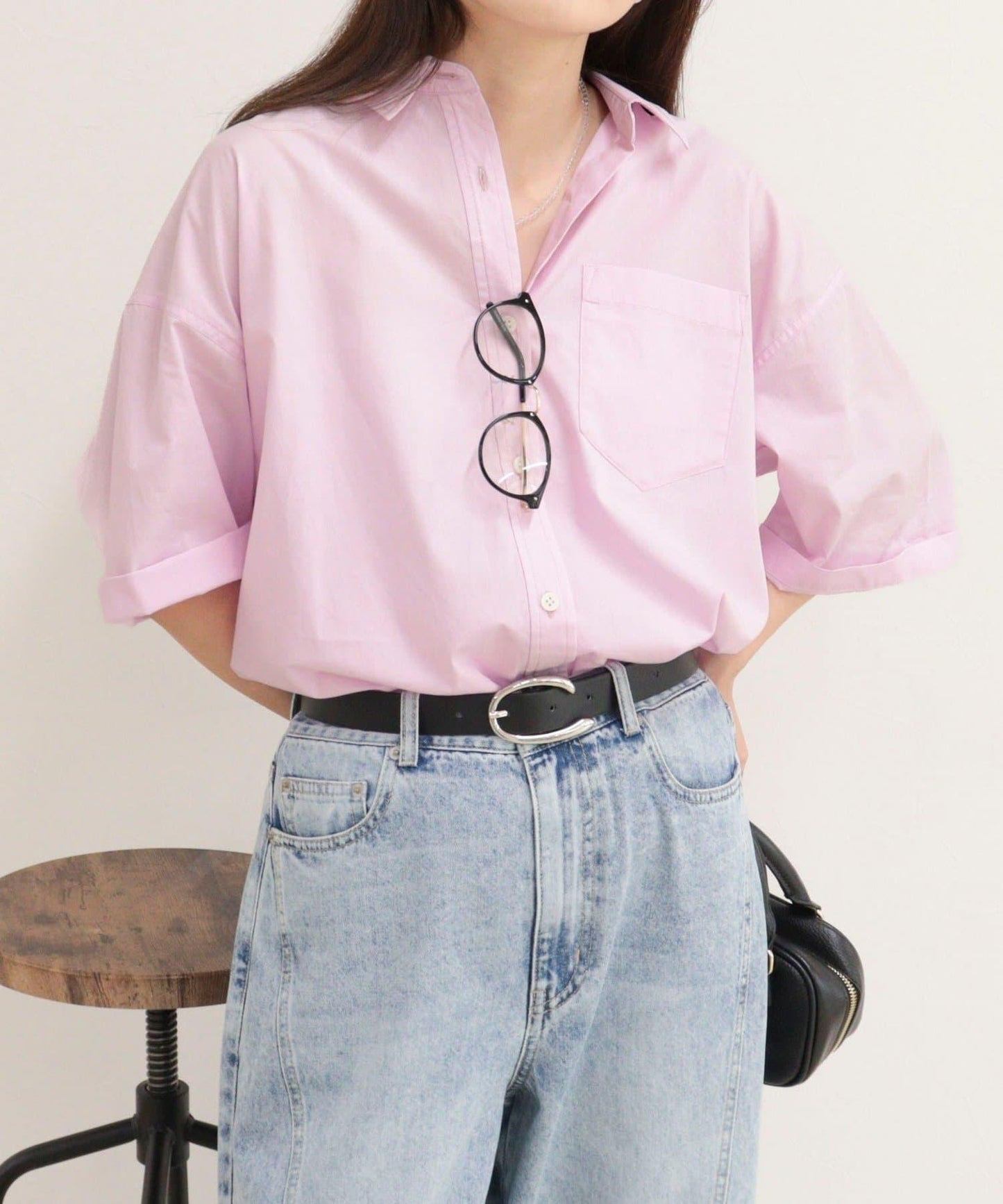 汗漬減輕加工COTTON短袖襯衫夾克