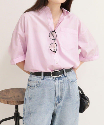 汗漬減輕加工COTTON短袖襯衫夾克