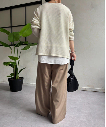 細腰帶休閒褲
