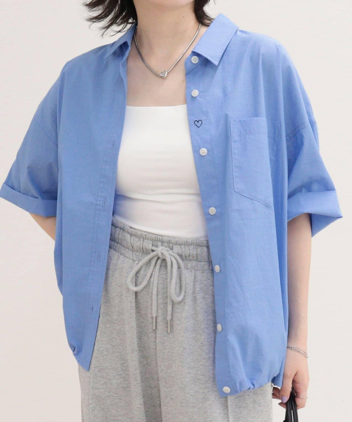 汗漬減輕加工COTTON短袖襯衫夾克