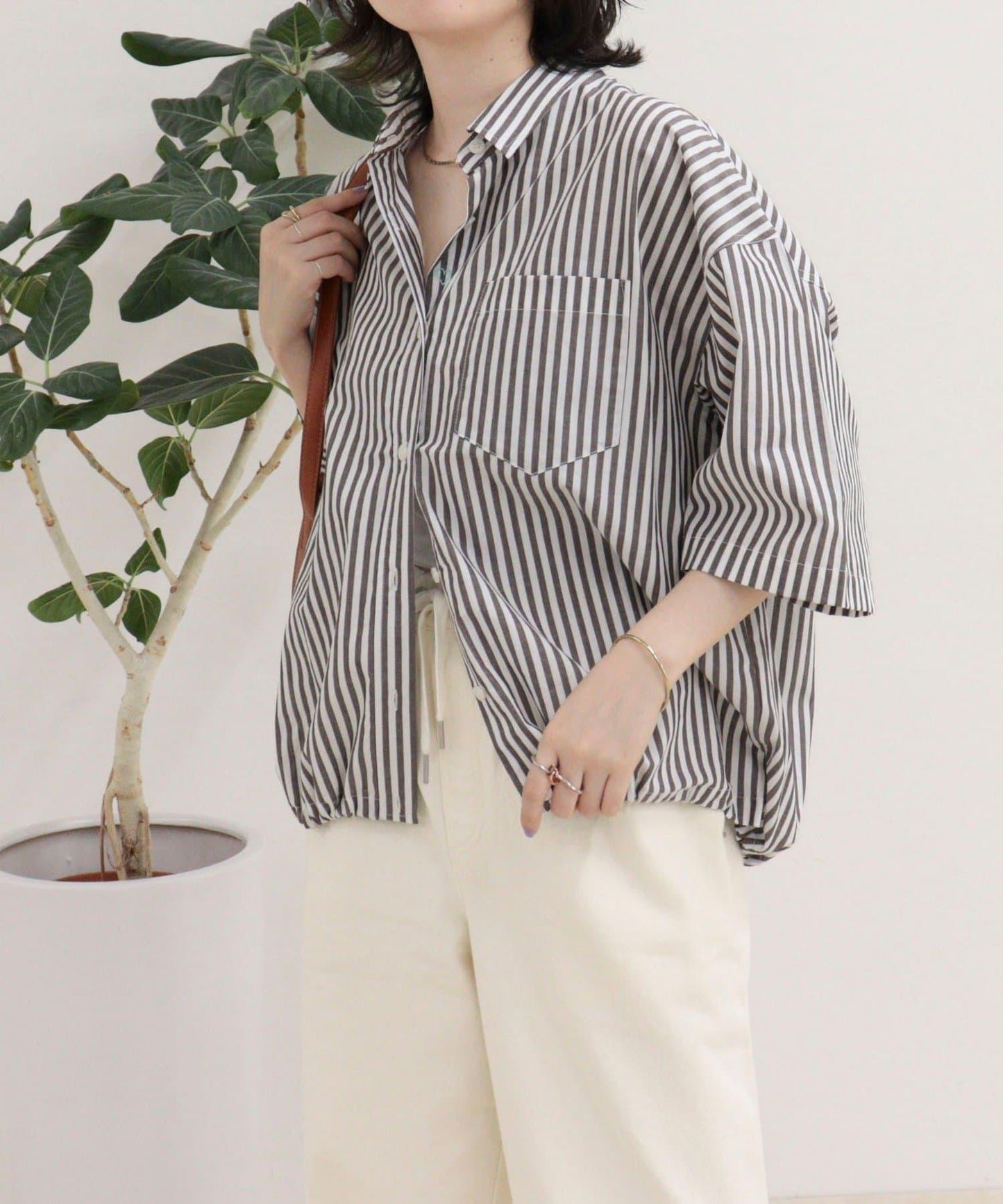 汗漬減輕加工COTTON短袖襯衫夾克