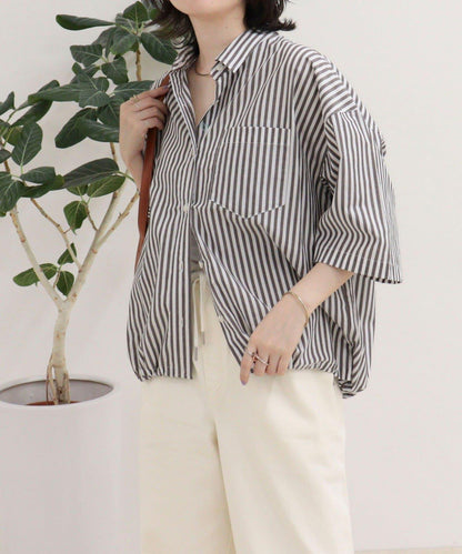 汗漬減輕加工COTTON短袖襯衫夾克