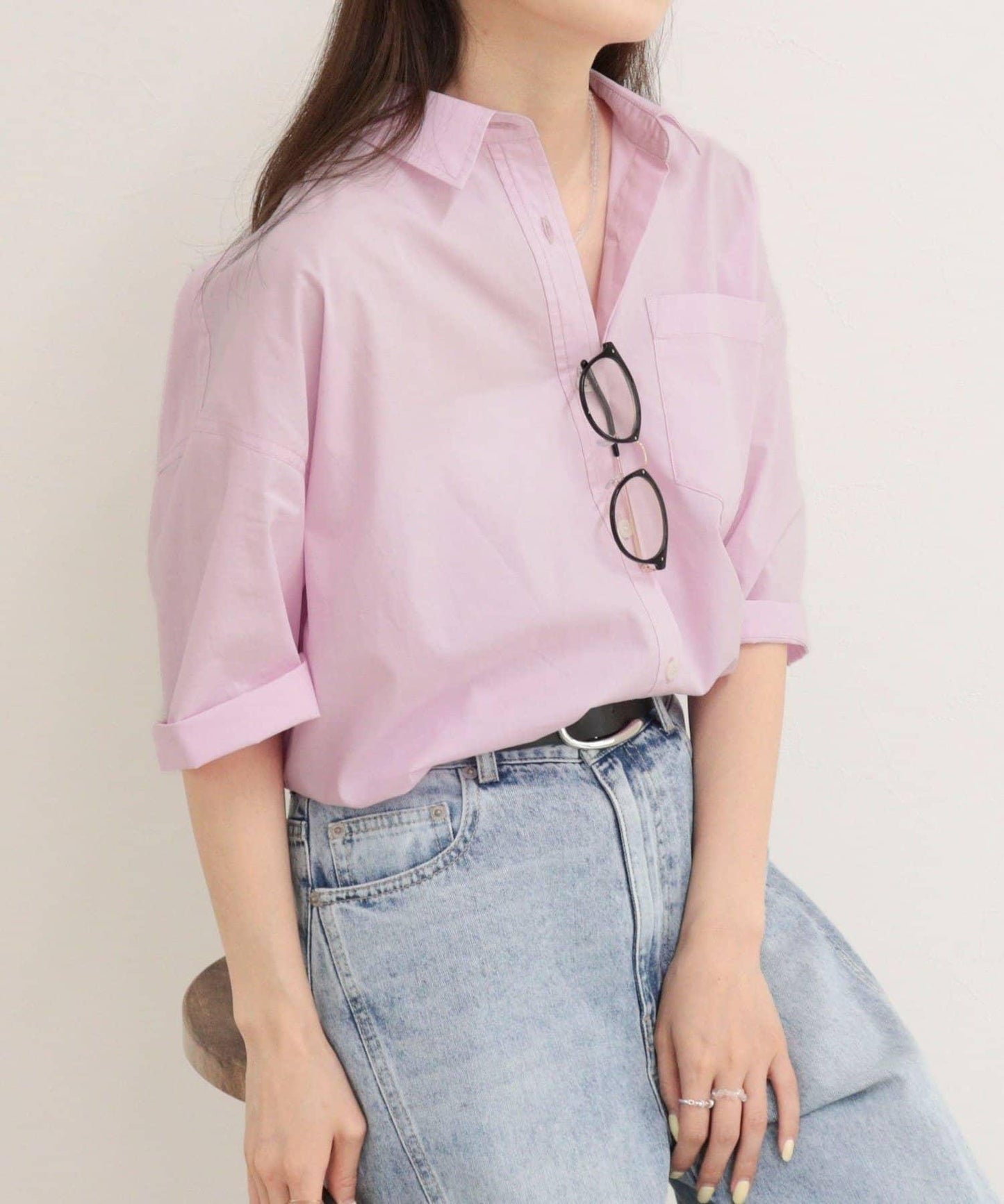 汗漬減輕加工COTTON短袖襯衫夾克
