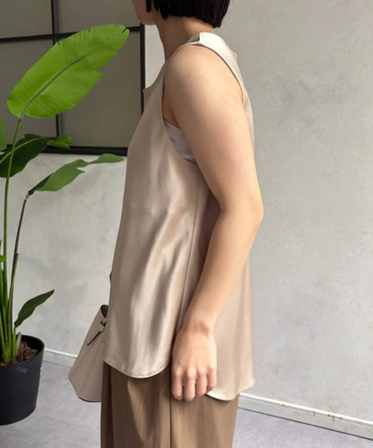 緞面無袖襯衫