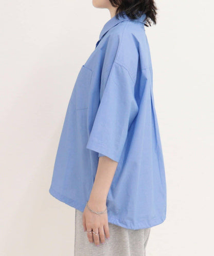 汗漬減輕加工COTTON短袖襯衫夾克