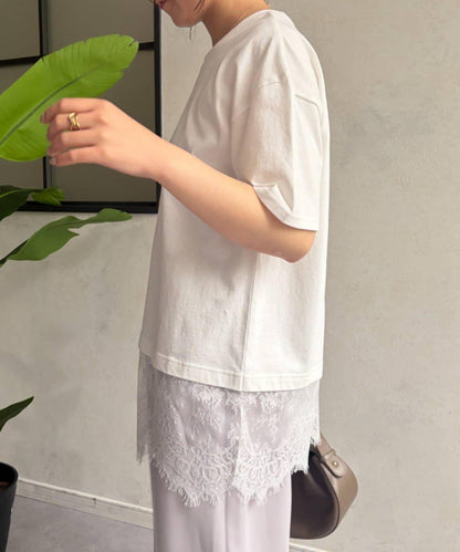 蕾絲下襬T恤
