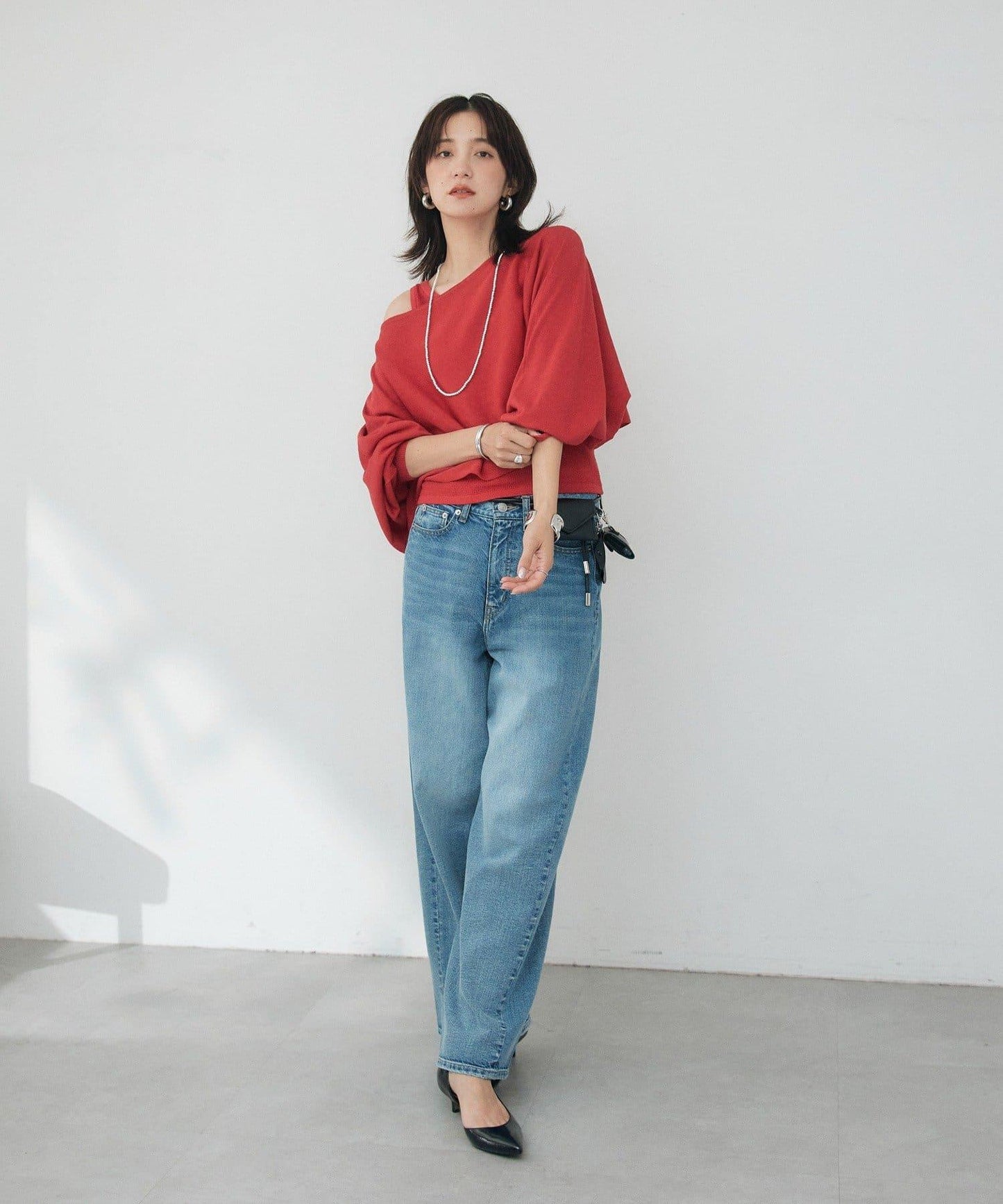 A・MONN 可手洗 前幅窄slim牛仔褲
