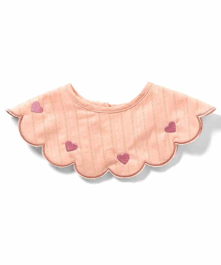 愛心蝴蝶結刺繡圓形圍兜