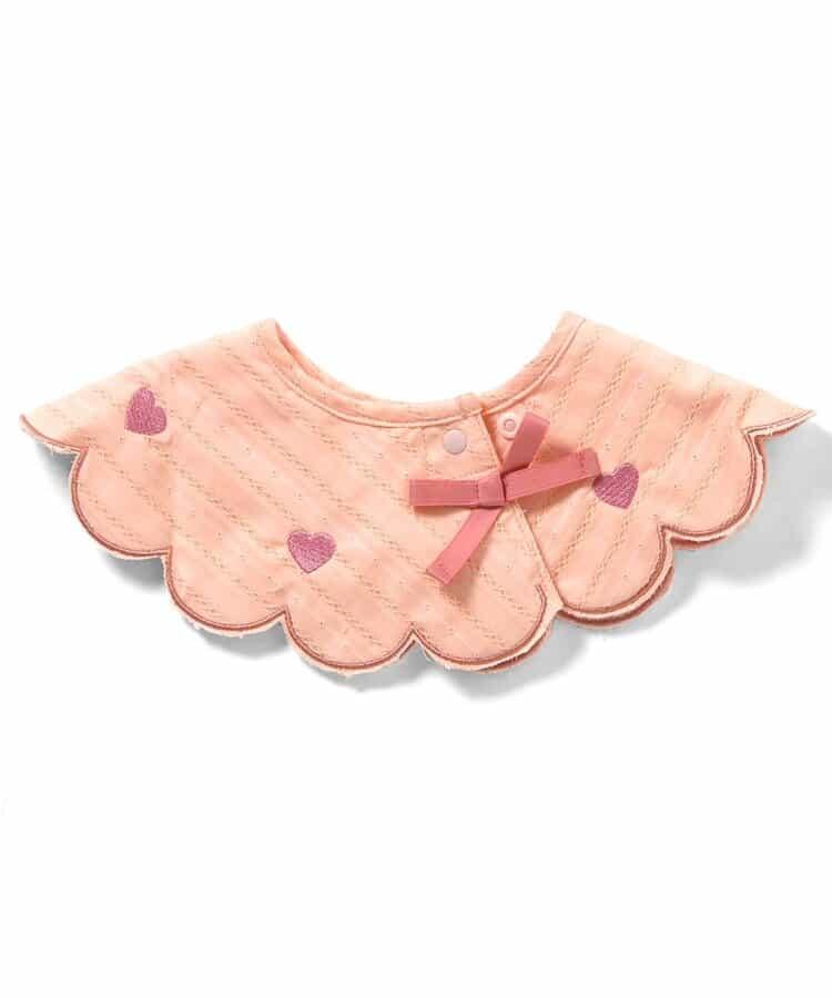 愛心蝴蝶結刺繡圓形圍兜