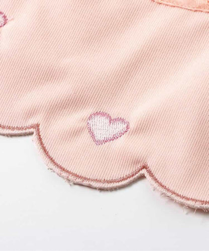 愛心蝴蝶結刺繡圓形圍兜