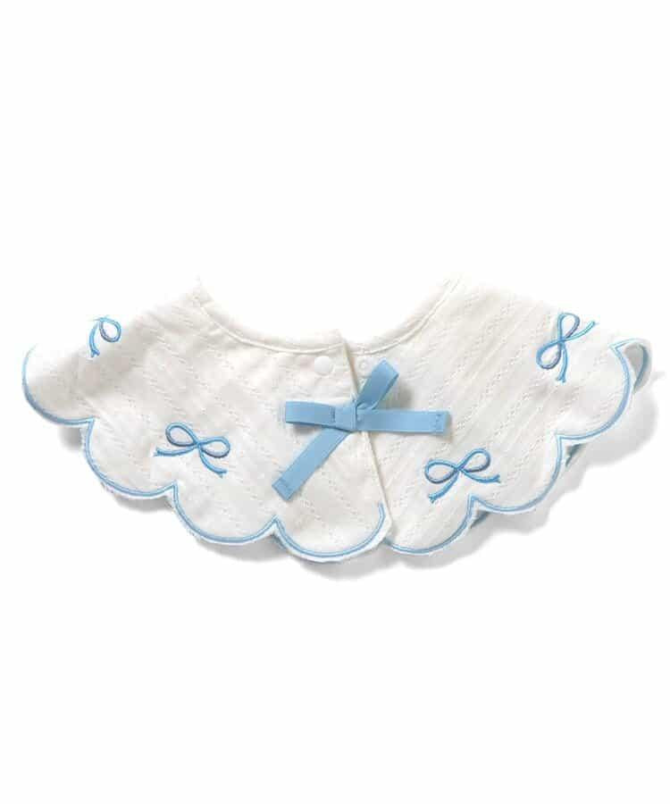 愛心蝴蝶結刺繡圓形圍兜
