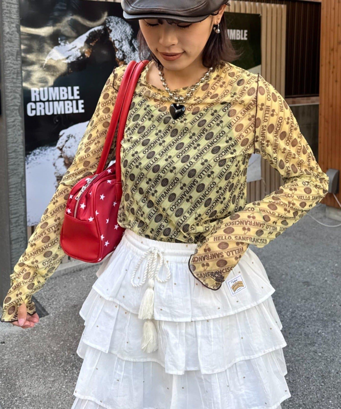 HELLO.SANFRANCISCO 櫻桃印花薄款T恤
