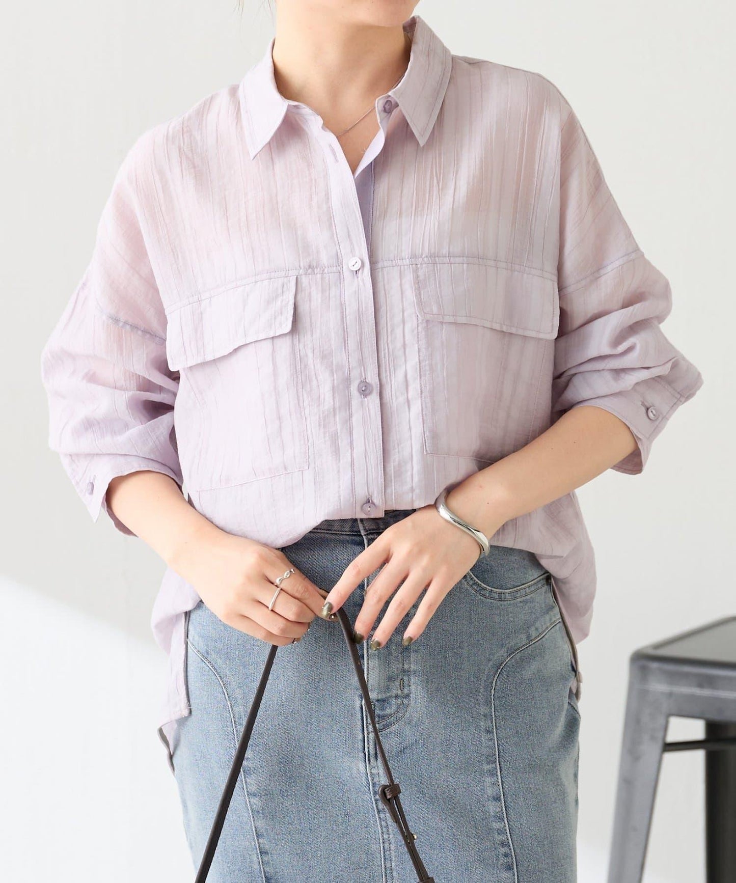 防曬 陰影條紋 寬鬆襯衫