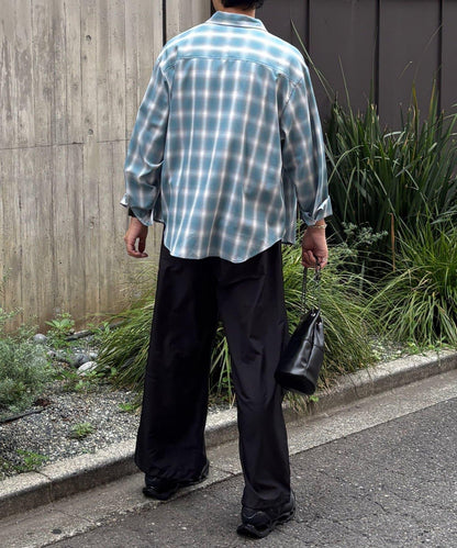 垂墜感漸變格紋襯衫