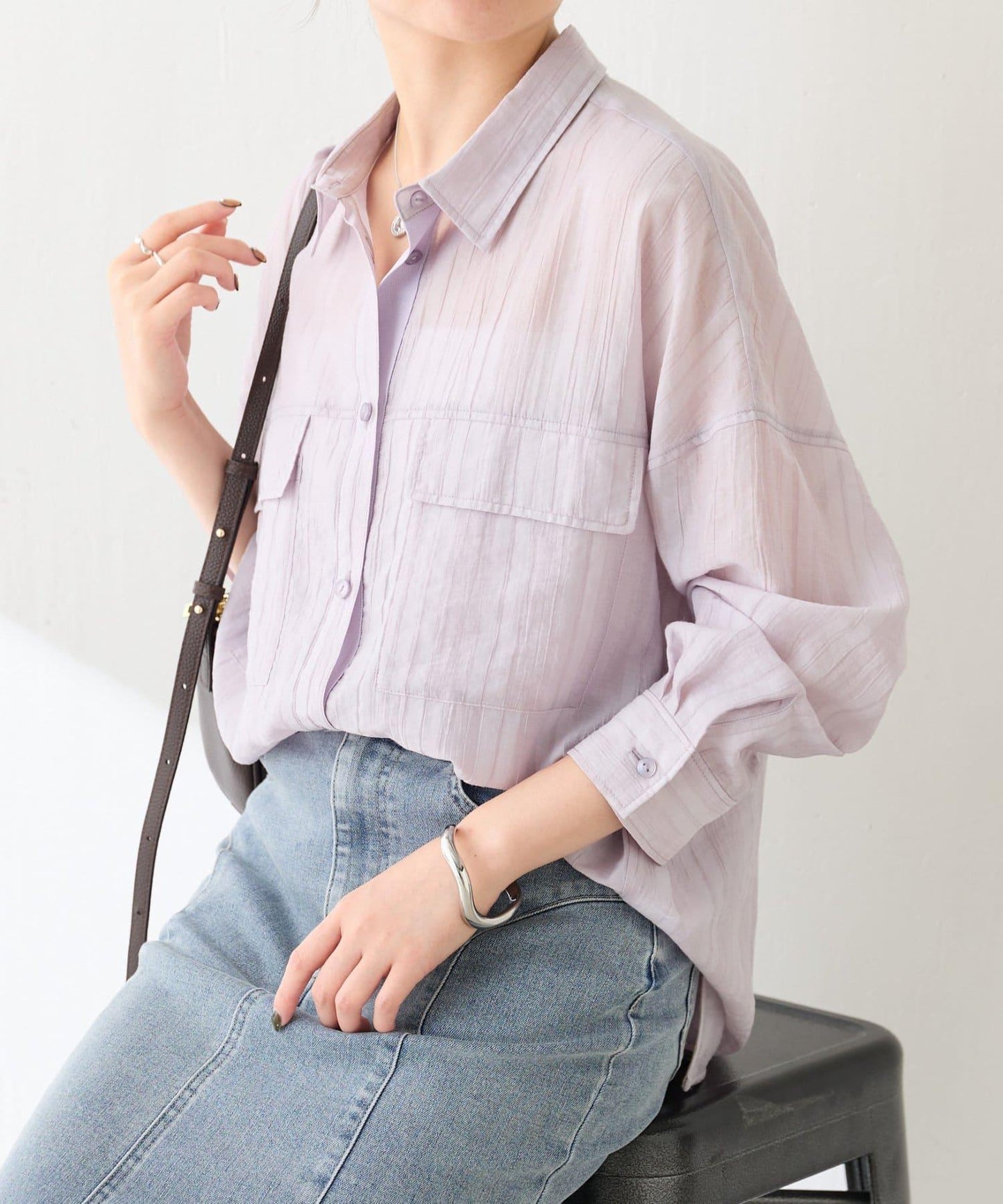 防曬 陰影條紋 寬鬆襯衫
