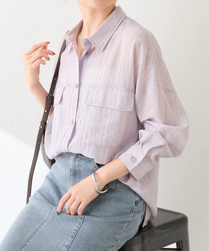 防曬 陰影條紋 寬鬆襯衫