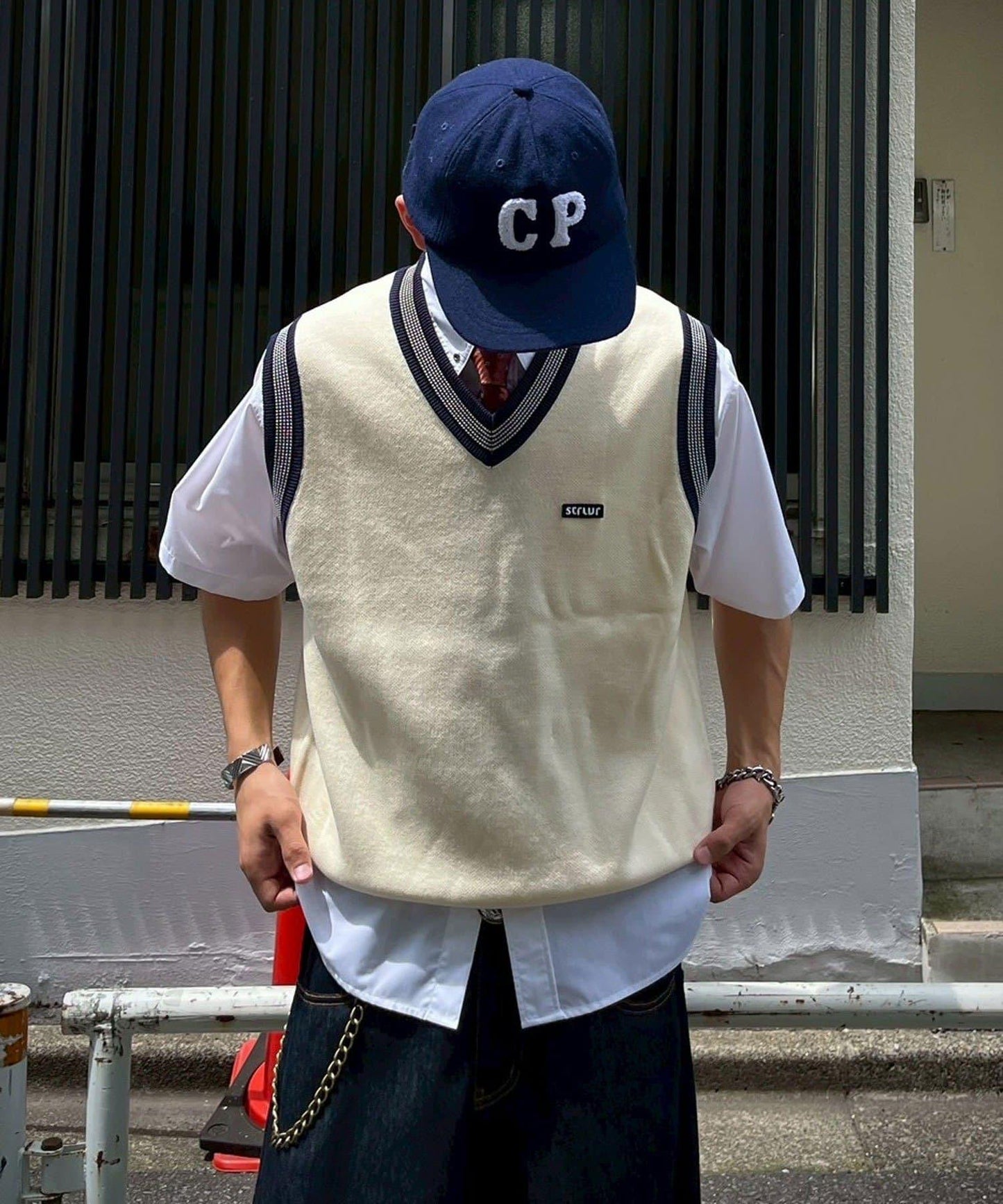 學院風條紋馬甲
