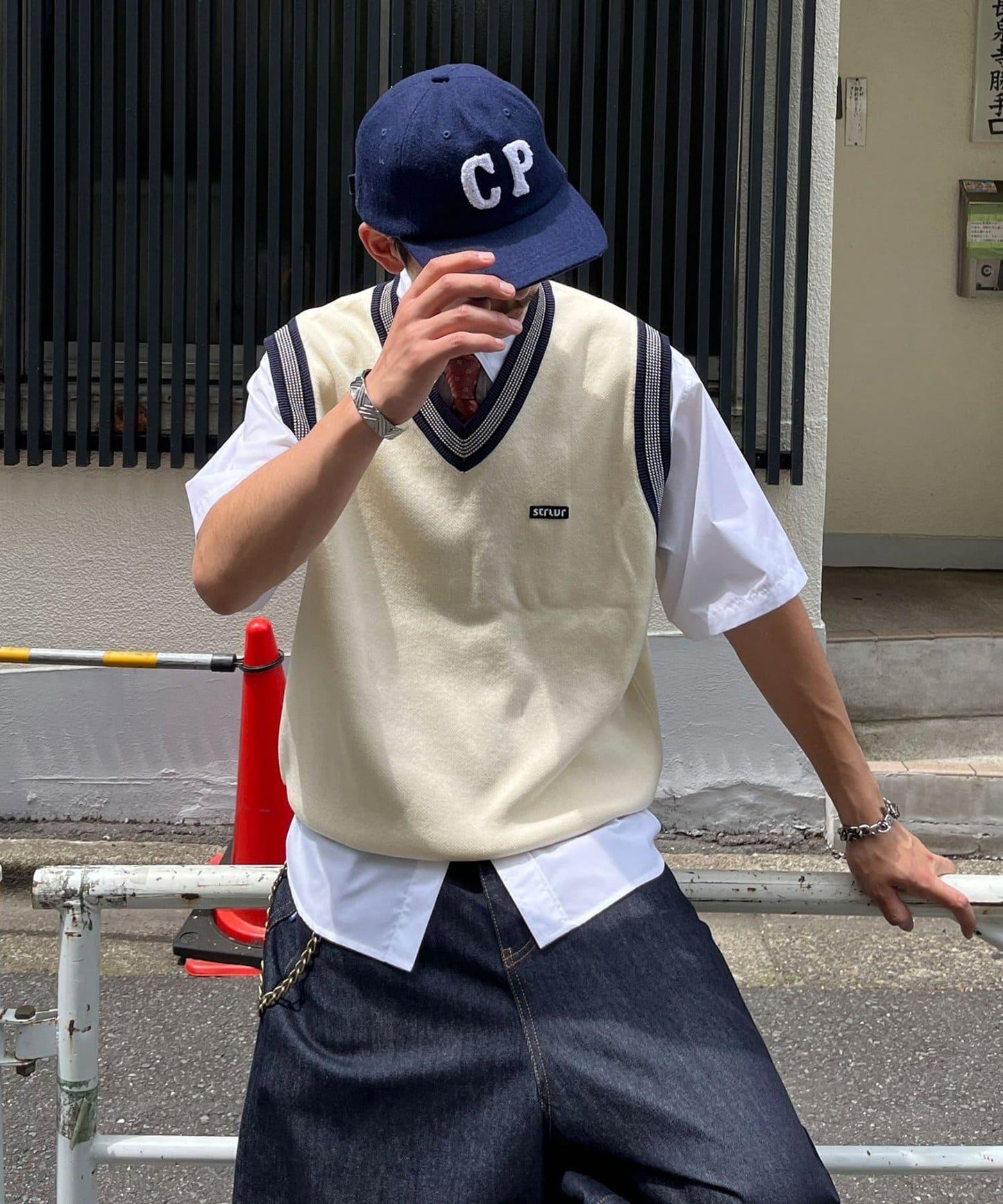 學院風條紋馬甲