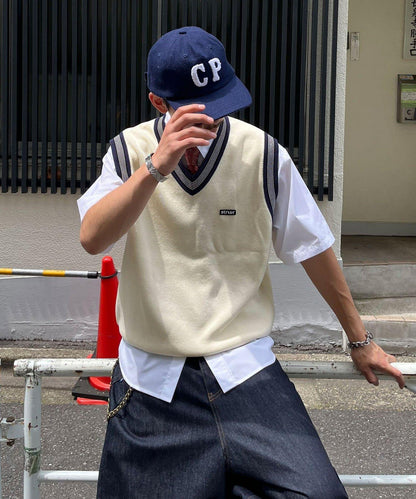 學院風條紋馬甲