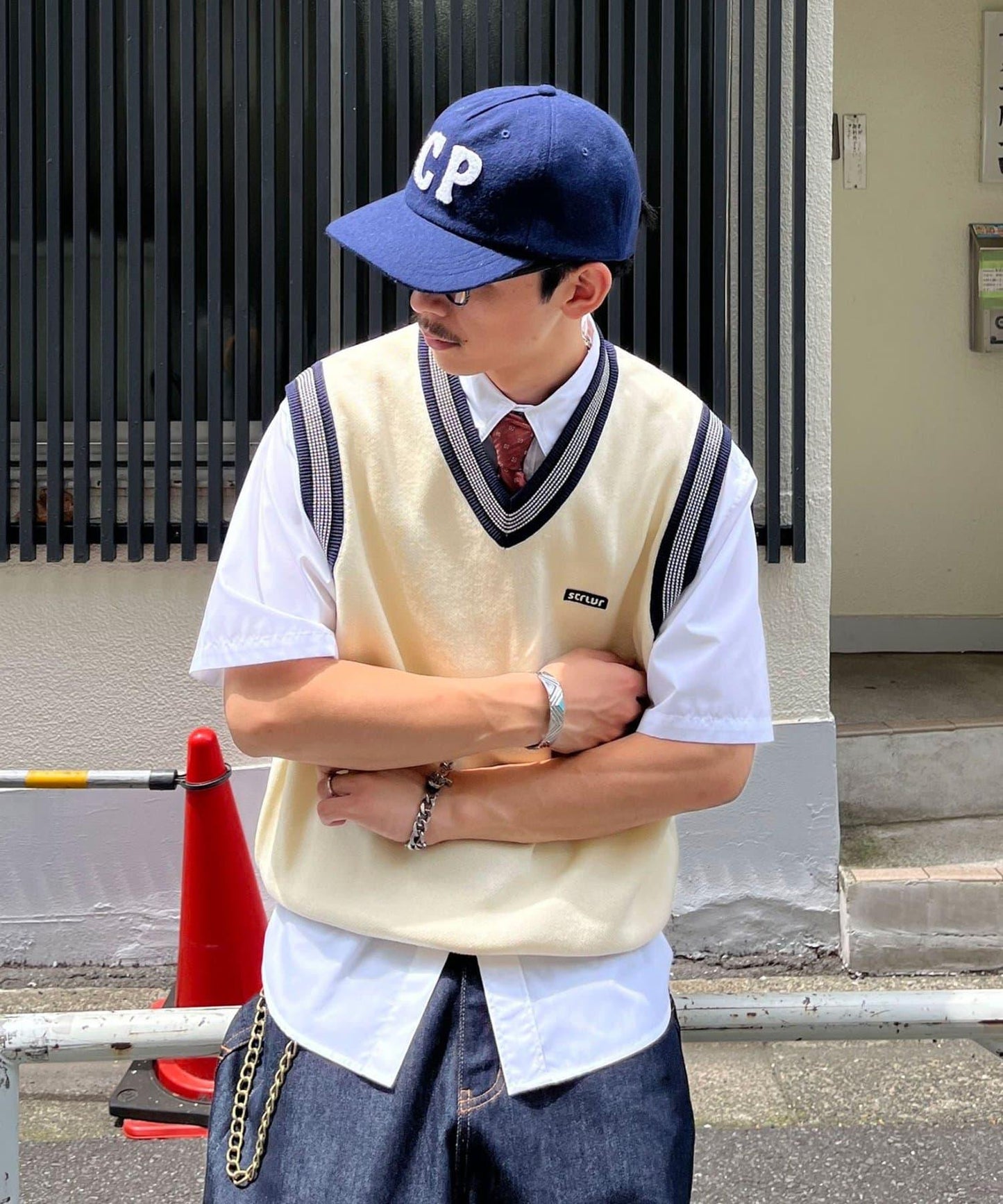 學院風條紋馬甲