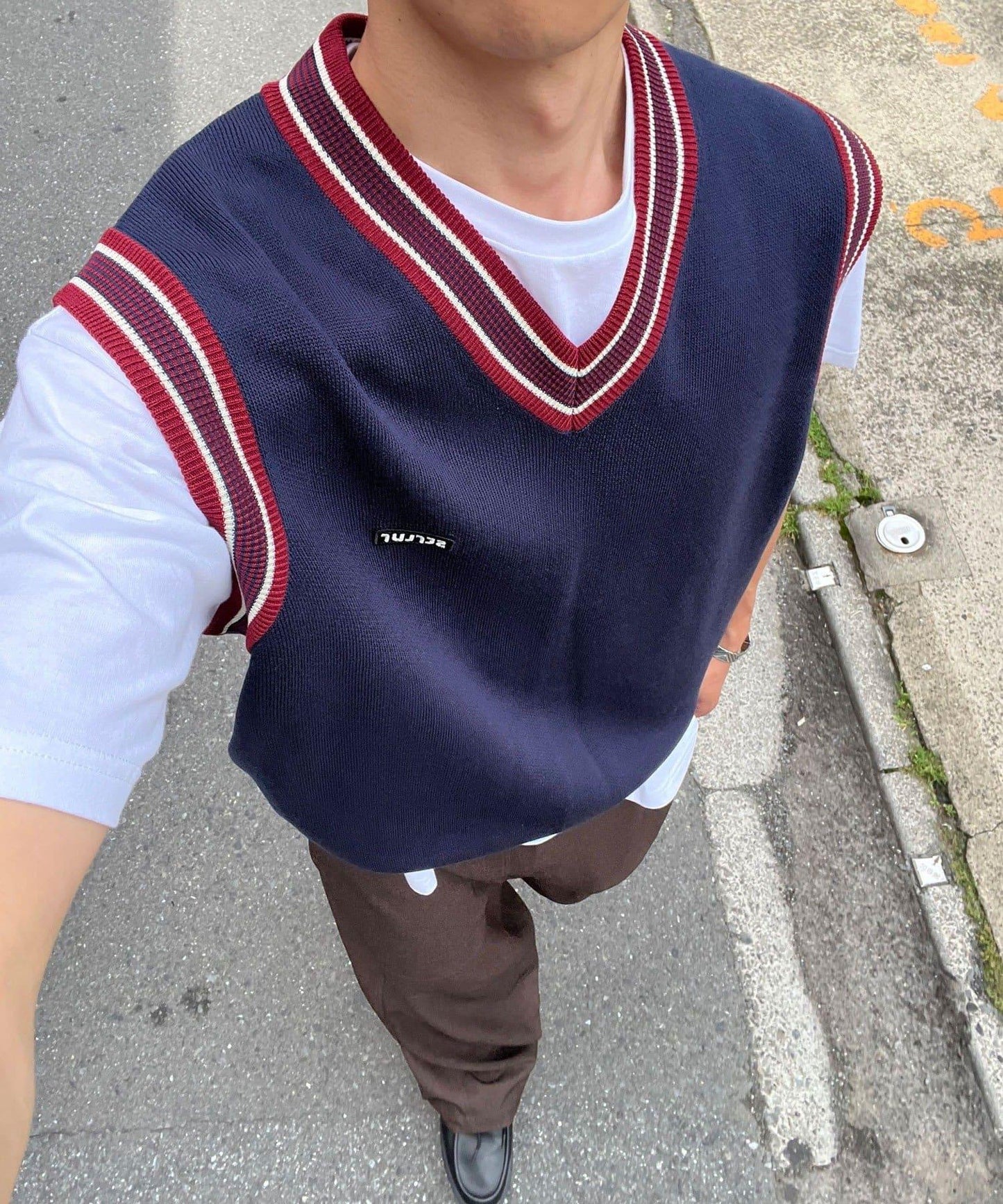 學院風條紋馬甲