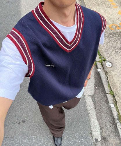 學院風條紋馬甲