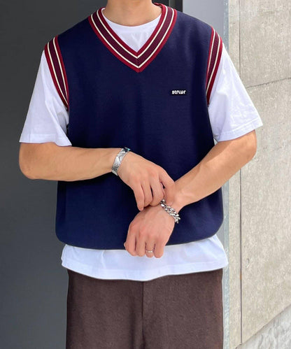 學院風條紋馬甲