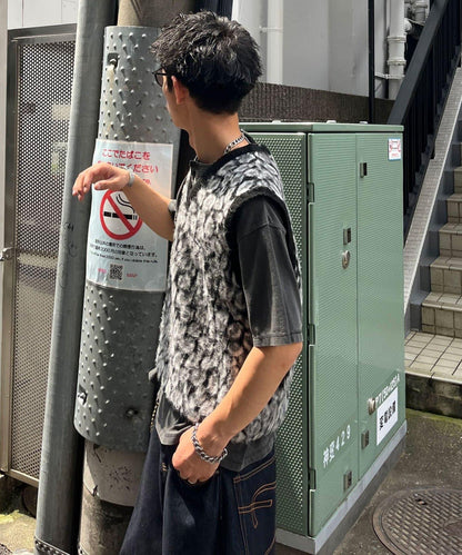 豹紋毛絨針織馬甲