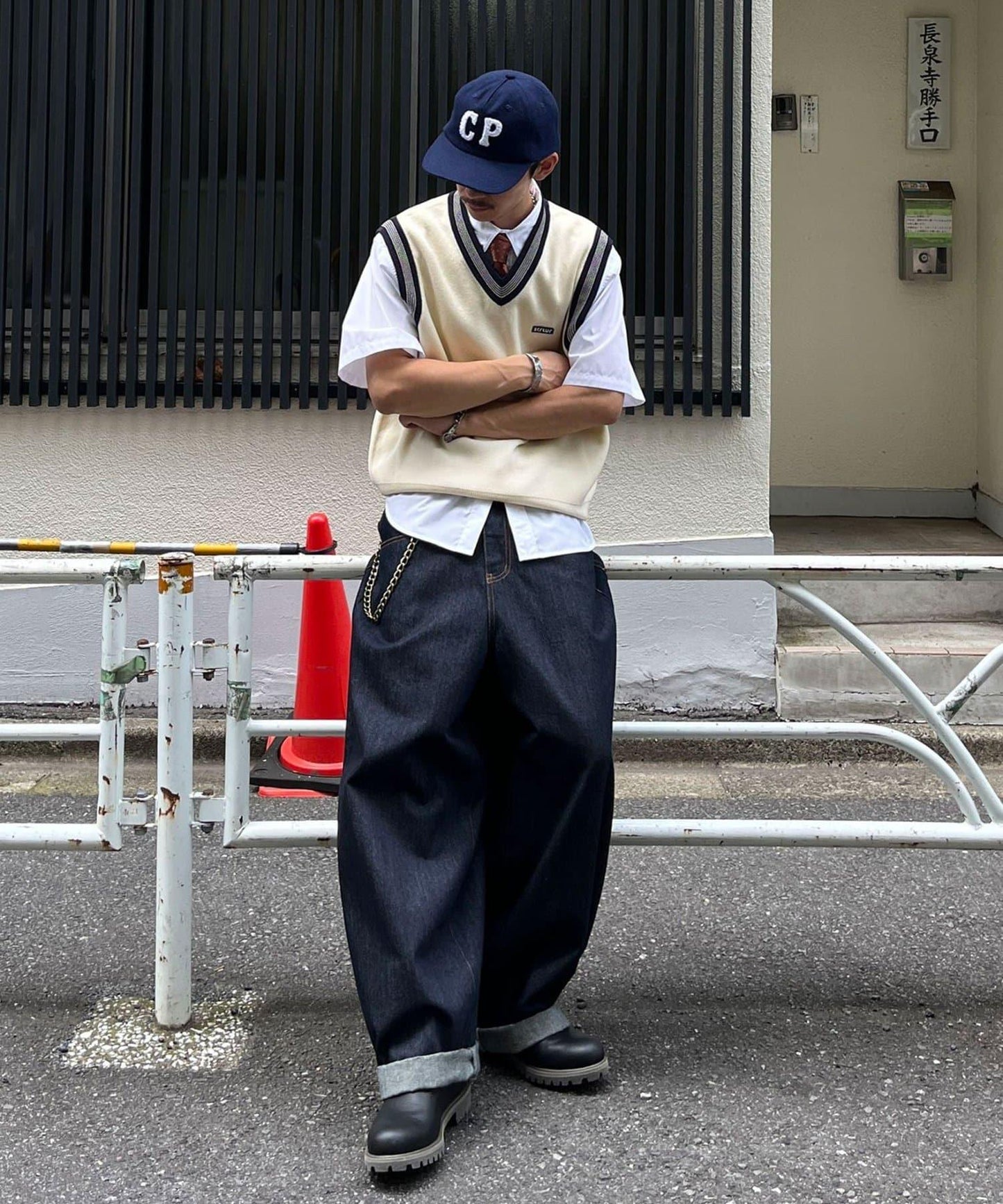 學院風條紋馬甲