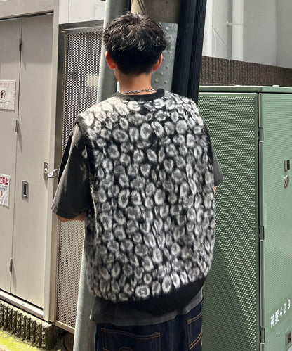 豹紋毛絨針織馬甲