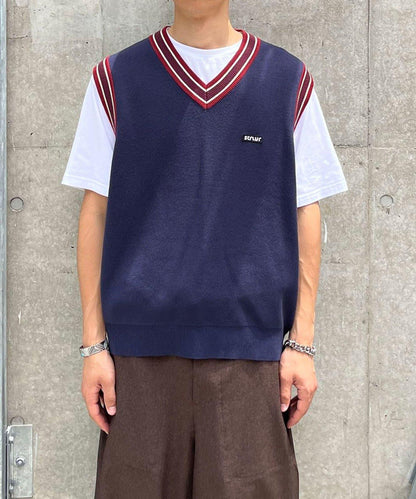 學院風條紋馬甲